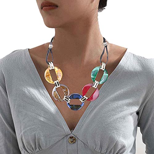Grestal Statement Geometric Choker Necklace Acrylic Resin Acetate Chunky Necklaces Punk Paperclip Chain Large Choker Collar Delicate Jewelry Adjustable For Women Girls (A) #TOP2