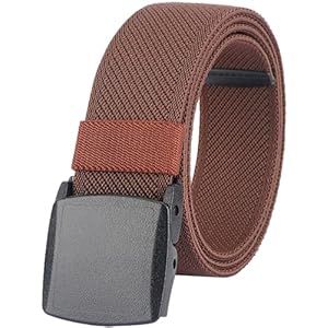 LionVII Elastic Belts for Men – Stretch Belt No Metal Plastic Buckle for Work Sports Adjustable Trim to Fit 28-45″ Waist
