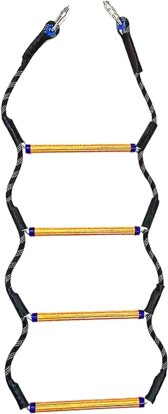 TopHomer Boat Rope Ladder, 4 Step Heavy Duty Climbing Marine Rope Ladder with Stainless Steel Hook for Inflatable Boat, Fishing Boat and Outdoor Climbing Sports