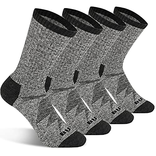 Image of Busy Socks Cushioned Crew Sport Socks for Men Women, Recycled Lightweight Moisture Wicking Athletic Cycling Socks 4 pack
