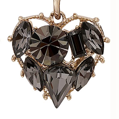 Junyy Women Girls Dainty Party Black Rhinestone Crystal Heart Shape Stud Earrings Temperament Drop Dangle Earrings(Black) #TOP1