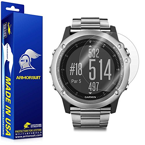ArmorSuit Garmin Fenix 3 HR Screen Protector (2 Pack) Full Coverage MilitaryShield Screen Protector compatible with Garmin Fenix 3 HR -HD Clear Anti-Bubble