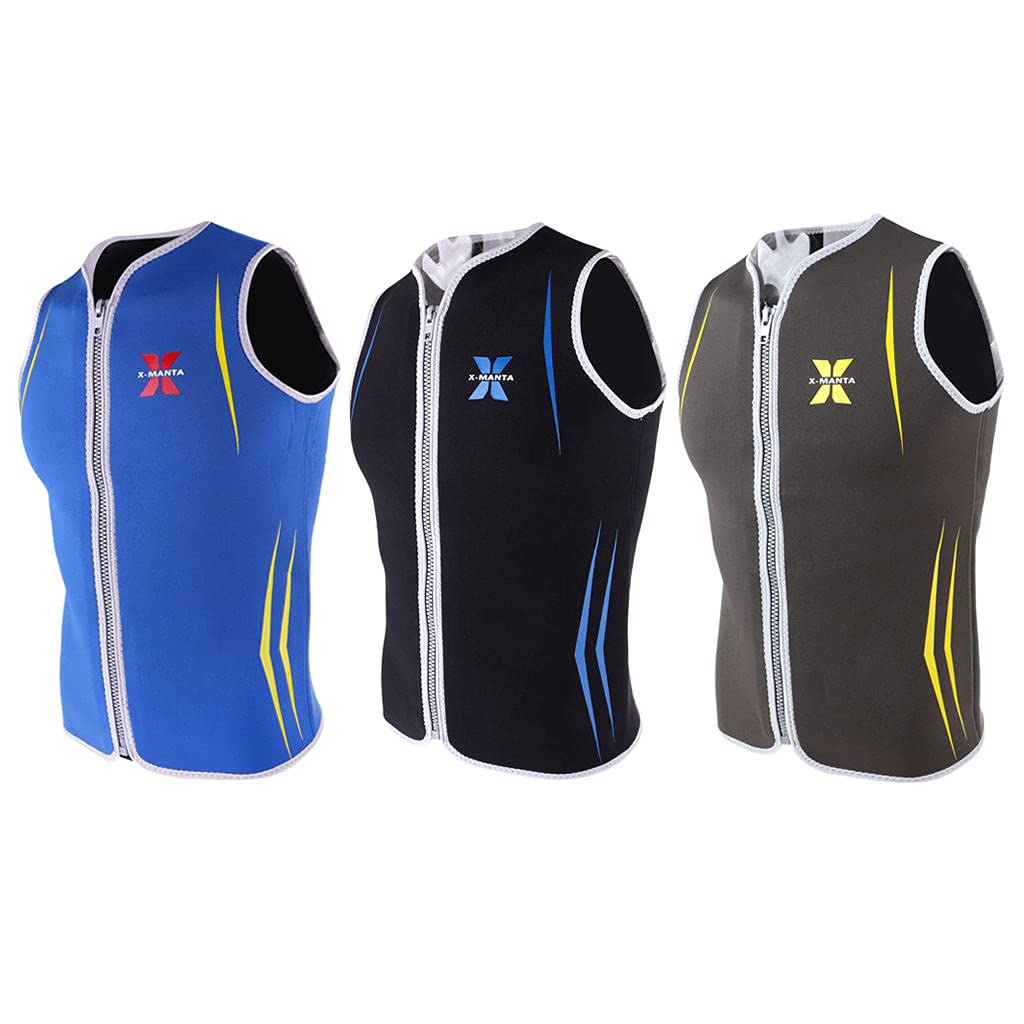 Gilet per Muta in Neoprene 3mm Zipper Muta da Sub Senza Maniche per Uomo - Nero, M
