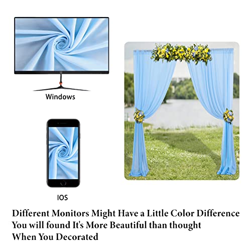 Chiffon Backdrop Curtain-2 Panels 29"X108" Wedding Chiffon Backdrop Drapes Beach Curtains For Living Room Voile Window Curtain Photography Backdrop For Wedding Ceremony (29''X108''X2Pcs, Sky Blue) #TOP3