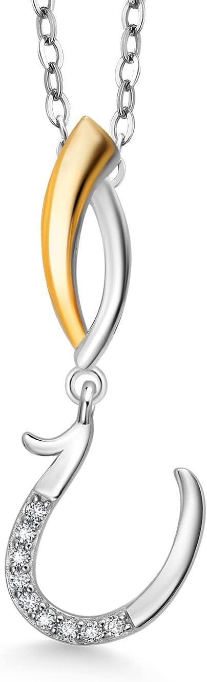 Gem Stone King Initial Pendant Necklace Letter A to Z Alphabet | 925 Sterling Silver | White Moissanite | Gift Women Mother's Day Christmas Wife Mom Girlfriend Anniversary Birthday | By Keren Hanan