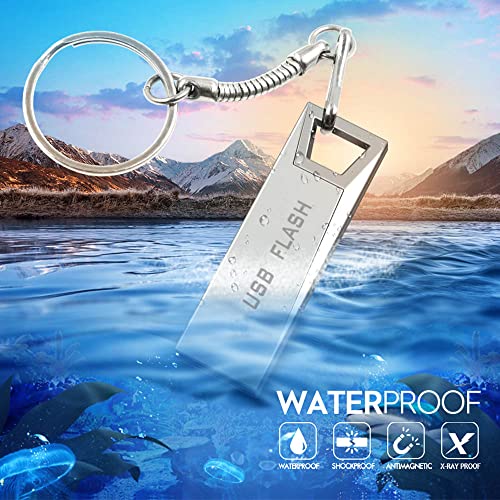 USB Stick 64GB Speicherstick wasserdichter USB 2.0 Pen Drive Metall 64GB Mini USB-Stick mit Schlüsselanhänger für PC… – Bild 5