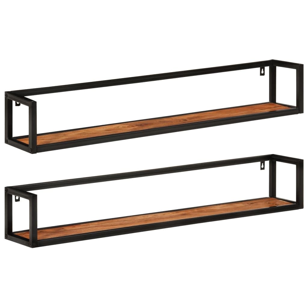 Generisch Wandregale 2 STK. 110x17x17 cm Massivholz Akazie und Eisen,Möbel,Regalsysteme,Wandregale-353794
