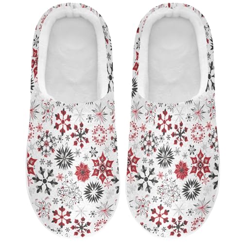Fuzzy Memory Foam Slippers for Women/Men Christmas Snowflakes Pattern Fluffy Winter House Shoes Indoor and Outdoor2