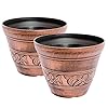 Corinthian Order Inspired Rustic Copper Look Plastic Planter 10X8 Flowerpot for Indoor Outdoor Garden Patio Deck Office Ornaments Home Decor Copper CO1