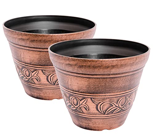 Corinthian-Order-Inspired-Rustic-Copper-Look-Plastic-Planter-10X8-Flowerpot-for-Indoor-Outdoor-Garden-Patio-Deck-Office-Ornaments-Home-Decor-Copper-CO1 Corinthian Order Inspired Rustic Copper Look Plastic Planter 10X8 Flowerpot for Indoor Outdoor Garden Patio Deck Office Ornaments Home Decor Copper CO1