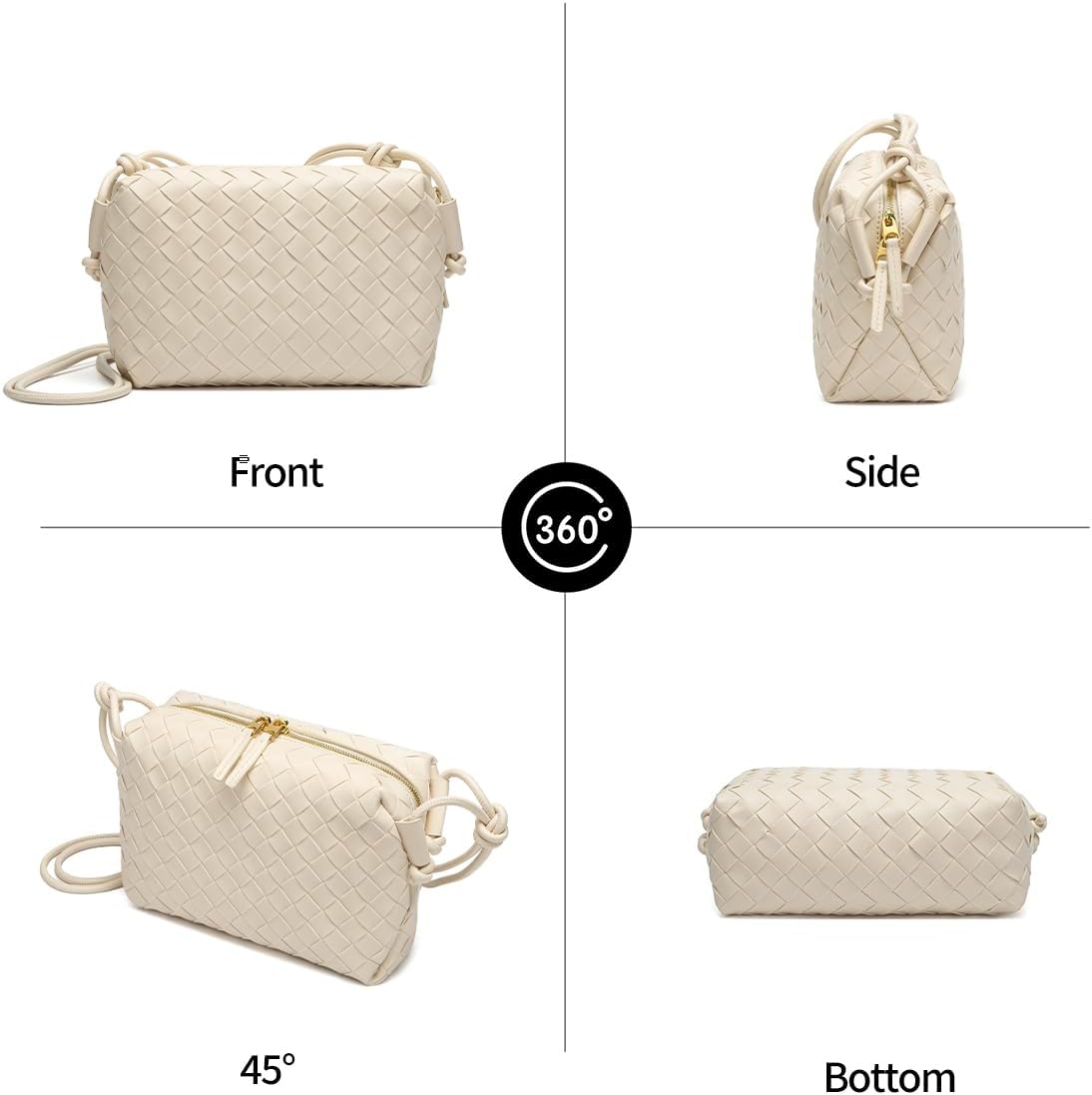 Woven Crossbody Bags for Women Handmade Woven Purse Shoulder Bag Small Handbag PU Leather Purses Bag - Image 5