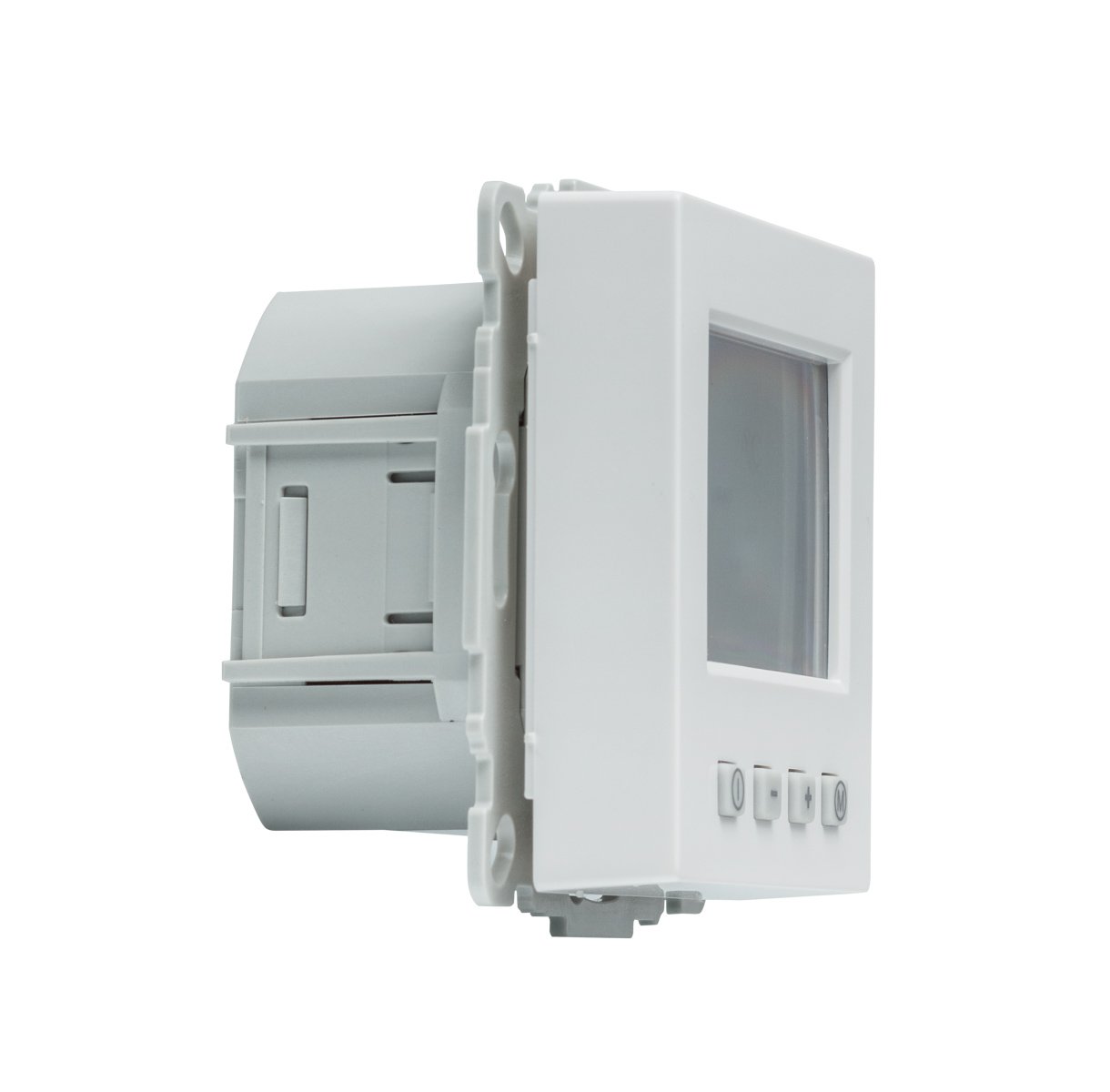 Halmburger digital Raumthermostat ERD62sg, großes Display inkl. Busch Jäger Future linear 1-Fach Rahmen 1721-184K, studioweiß Glanz für Fußbodenheizung Stellantriebe 230V stromlos geschlossen (NC)