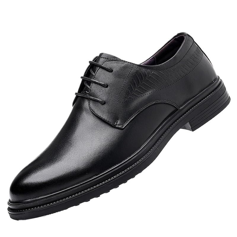 Men Platform Dress Oxford Shoes Lace Up Outdoor Patent Leather Non Slip Rubber Sole Slip Resistant Anti-Slip Working Plain Toe