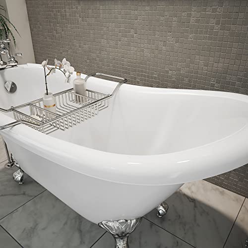 Dreamline Atlantic 61 In. L X 28 In. H Acrylic Freestanding Bathtub With Chrome Finish #TOP6