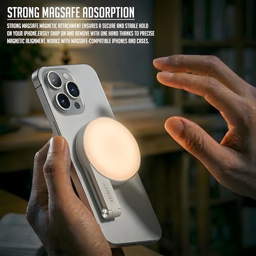 Image of Lapster Luma Nano Magnetic Selfie Ring Light with Makeup Mirror, 3 Color Modes, 360 Rotatable, Type-C Rechargeable, for Phone, Laptops, Tablets & Other Gadgets