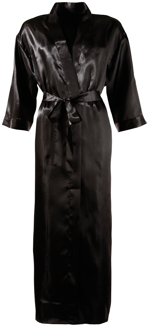 Cottelli Collection Kimono en Satin Noir Taille 2XL/3XL