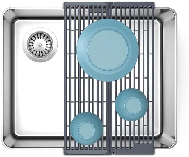 GION Folding Sink Rack, Roll Up Over-Sink Dish Drying Rack - Ideal for Kitchen Utensils, Vegetables and Fruit Drains