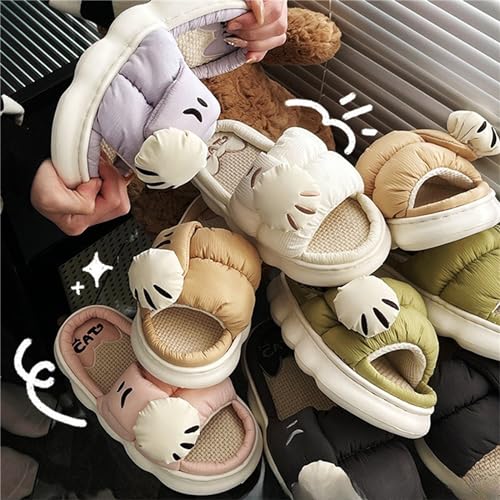 Cotton and linen slippers Men's and women's home slippers Cartoon slippers Seasonal slippers3
