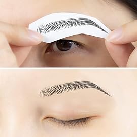 Bliss and Beyond USA, 2 Sheets Waterproof Eyebrow Tattoo Stickers, Long Lasting, Natural Looking Fake Eyebrows for Alopecia, Chemo, Cancer Gift. Same Size (Natural Las Vegas, Black)