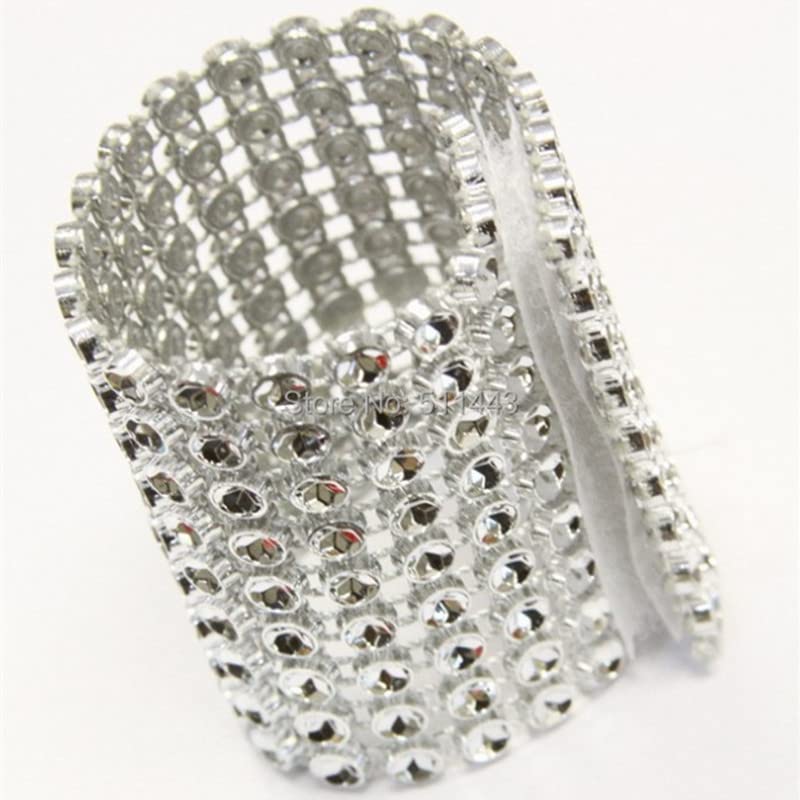 10pcs/50pcs Spandex Elastico Fascia per Sedia Fiocchi con Fibbia di Diamante Decorazione Evento per Feste in Hotel Elastico Fascia per Sedia da Sposa Cravatta-Avorio,10 pezzi