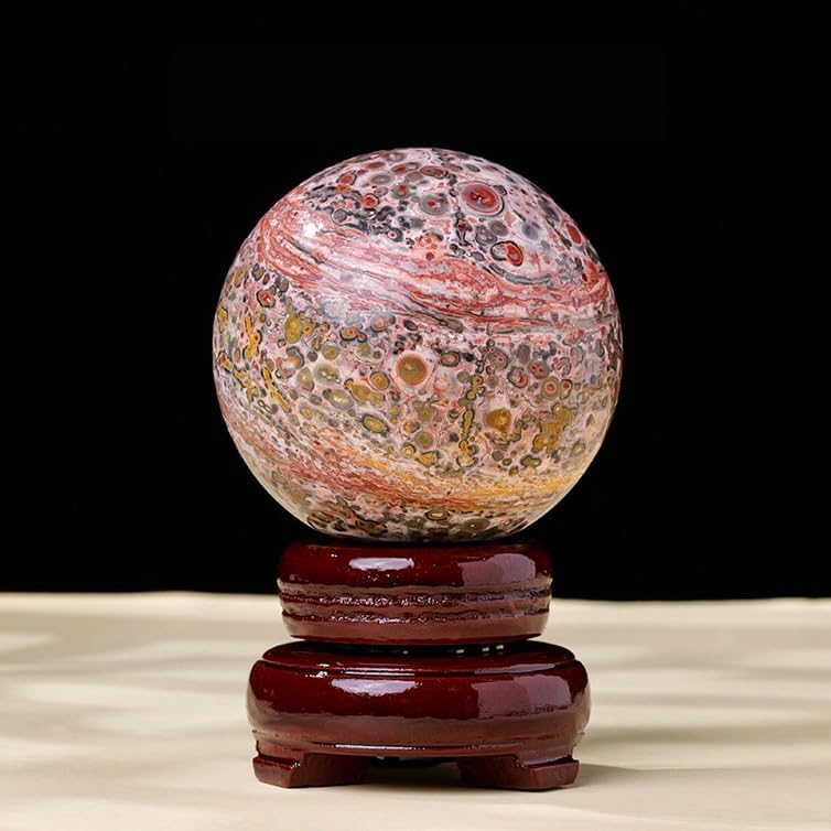Crystal Leopard Agate Crystal Ball Stone Polished Crystal Crafts Home Office Desk Decoration Ornaments,Multi Colored,60~70mm