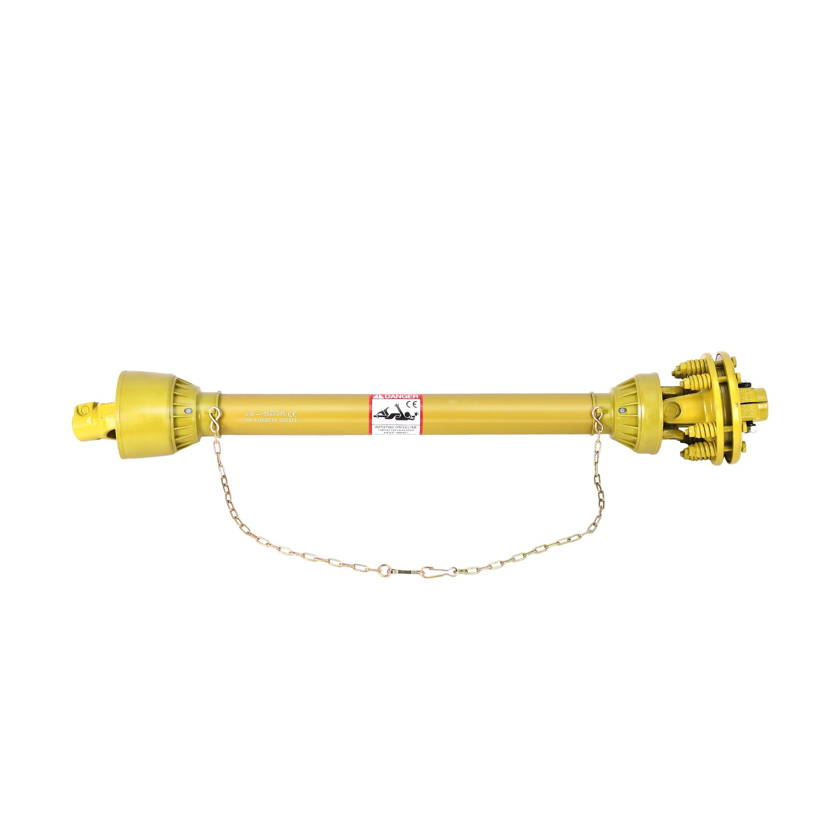 Garvee Eje de Transmisión Cardán para Tractor con Toma de Fuerza y Embrague de Fricción, Eje TDF Telescópico de Acero 45 de Alta Resistencia para Maquinaria Agrícola, 110-145 cm, Amarillo, Robusto