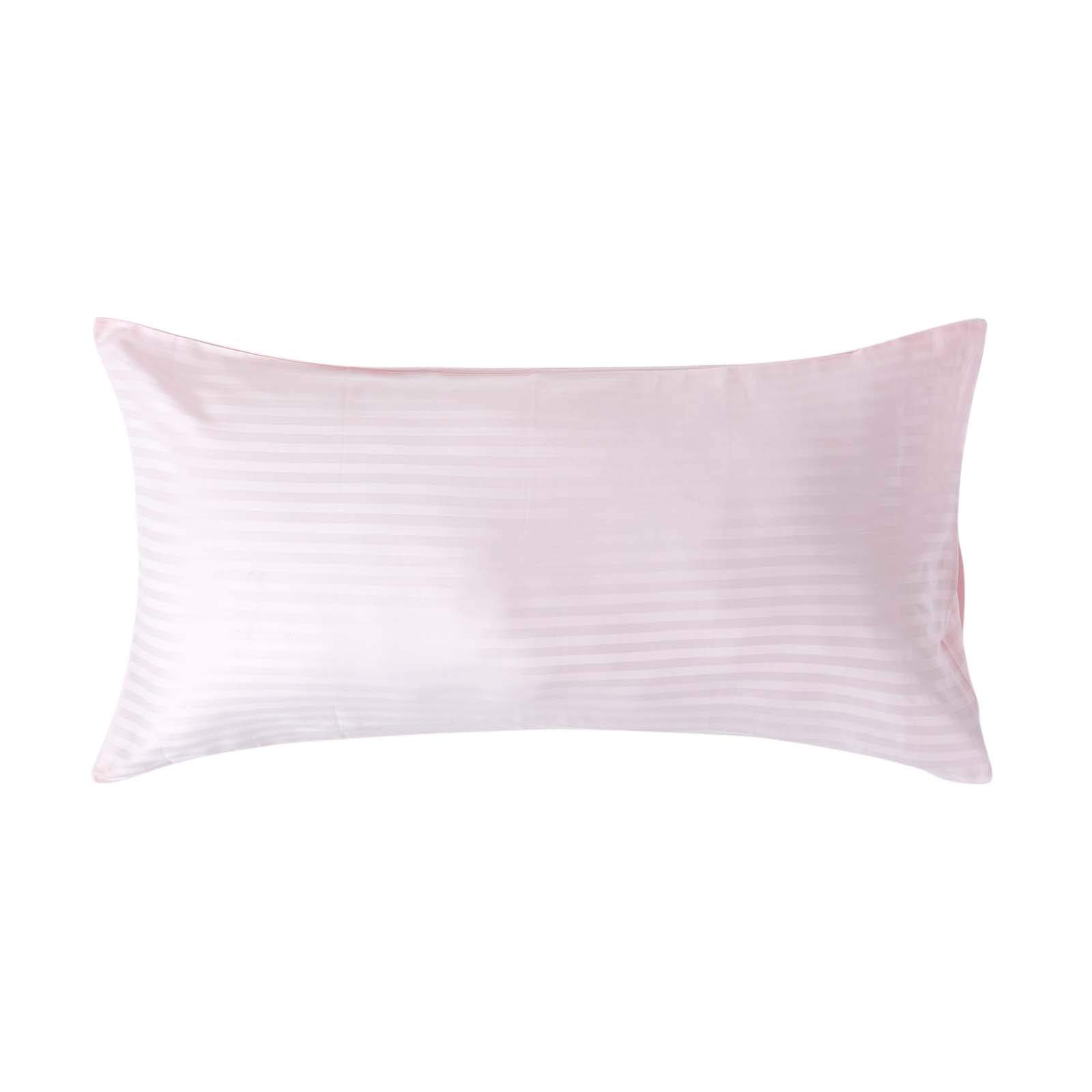 HOMESCAPES Pink Pure Egyptian Cotton King Size Pillowcase 330 TC 500 Thread Count Percale Equivalent Satin Stripe Housewife Pillow Case Pack of 2