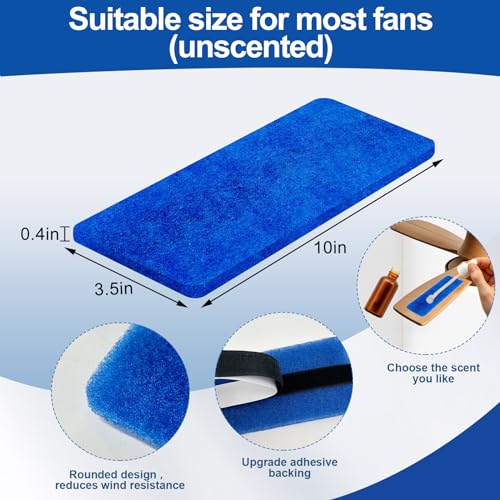 Image of 20 PCS Ceiling Fan Filter - MERV 6 Upgraded Adhesive Backed Easy Fit Universal Ceiling Fan Air Filter for Fan Blade Top Family Room Home Bedroom Kitchen Office, Blue