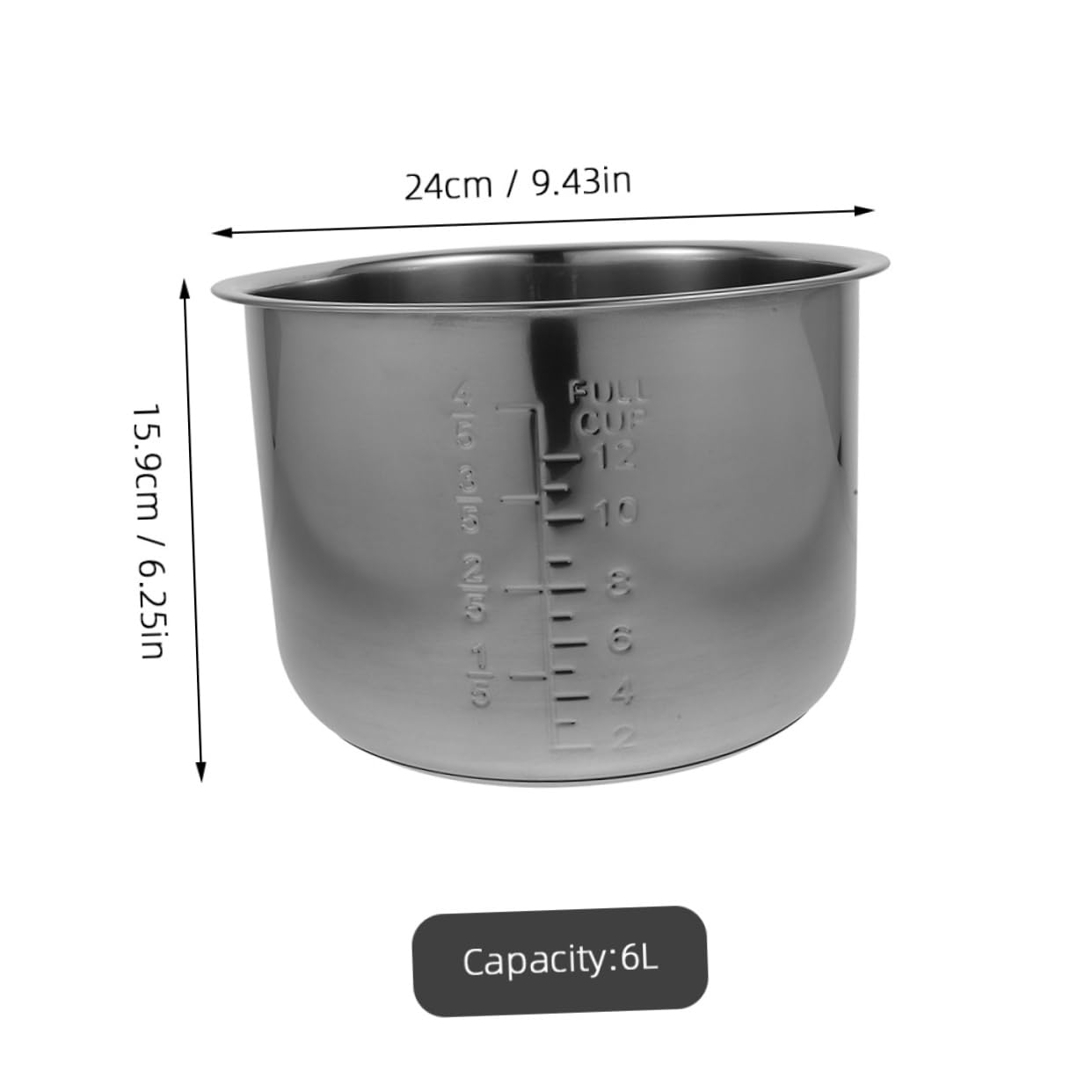 Generico Pentola Per Cuociriso Interna in Acciaio Inox 304 Ricambio Universale Antiaderente Con Fondo Spesso Capacità Grande 6 Litri Per Cucina Domestica Elettrica