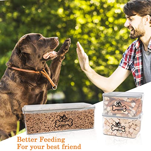 Brabtod 3-Pack Plastic Pet Food Storage Containers,Airtight Dog Treat Container Set With Measuring Cup,Stackable Portable Pet Treats Bin For Dog Cat Outdoor Camping Picnic(4.2L+1.25L+1.25L)-Bpa Free #TOP4