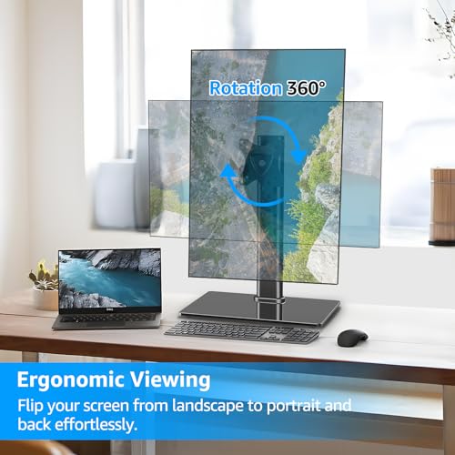 Image of MOUNTUP Monitor Stand for Desk, Freestanding Monitor Mount Fits 13-32 inch Screen up to 17.6 lbs, Screen Stand with Swivel, Height, Rotation Adjustment, VESA Mount 100 x 100mm, 75 x 75mm
