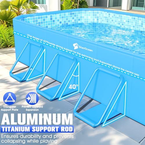 Image of StarOcean 2026 Foldable Pool, Large Non-Inflatable Swimming Pool for Kids,Adult Collapsible Pools Hard Plastic Shell, Oversized Thickened,Portable Folding Kids Pools for Backyard 89 inchx48 inchx20 inch-Dark Blue