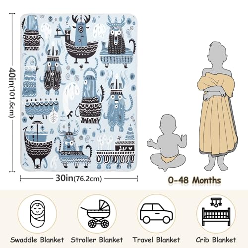 Image of Cartoon Viking Baby Blanket Cotton Cozy Throw Blanket Warm Nursery Swaddle Receiving Toddler Blankets 30 inch x 40
