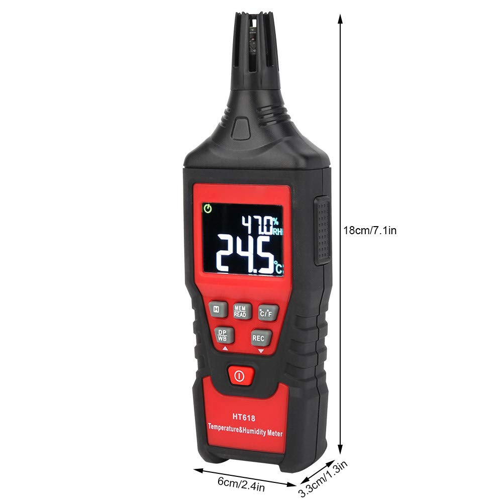Fafeicy HT618 Digital Temperature Humidity Meter, Portable, Dual LCD Display, for home or outdoor, Thermostat