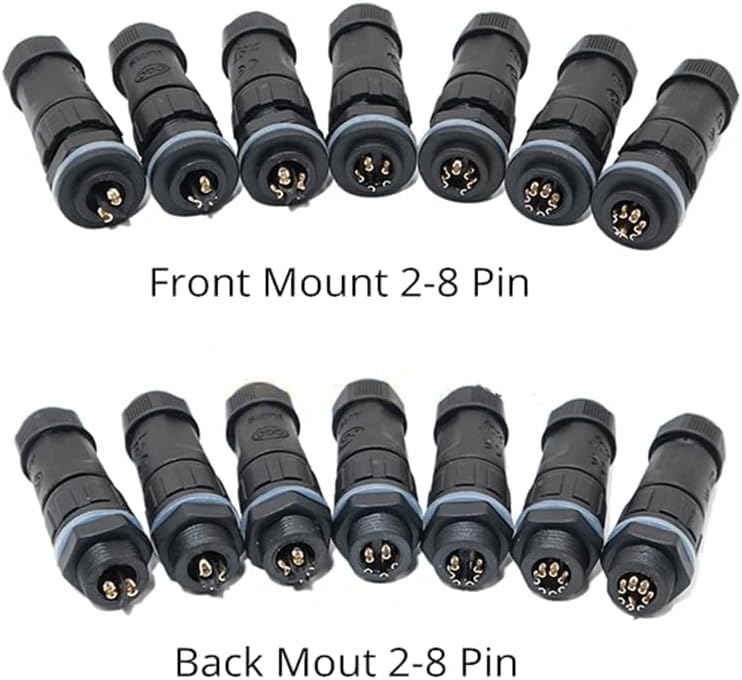 M12 5 Pin Waterproof Connector Panel Back Mounted Solder Type for Cable Mechanical Equipment Nylon PA66 Material IP68