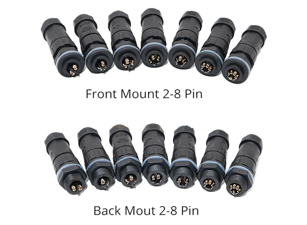 M12 3 Pin Waterproof Connector Panel Back Mounted Connector Solder Type for Cable Mechanical Equipment Nylon PA66 Material IP68