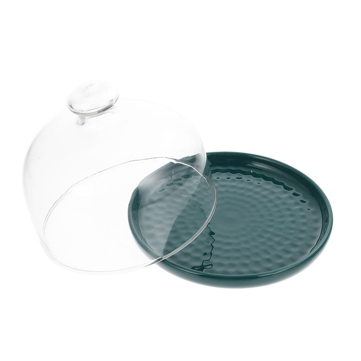 Dekorative Kuchenplatte aus Glas mit Deckel, Grün, 1 Satz