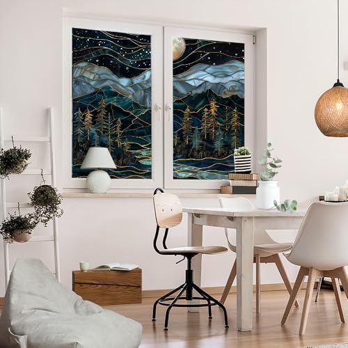 Vinilo decorativo para ventana con diseño Moon Mountain 23.6x35.4 in x 2 piezas miniatura 5