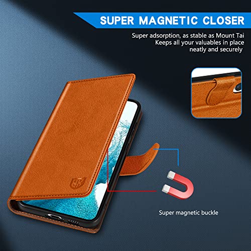 ZZXX for Galaxy S23 Plus Wallet Case Magnetic Closure 6.6 inch,Brown - image 4