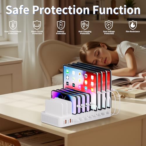 60W Charging Station for Multiple Devices, 10-Port USB Fast Charger - image 3