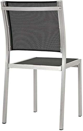 Miniatura 5 de Juego de sofá modular de aluminio Modway, de color plata y beige, para playa, exteriores, patio, juego de 3 unidades, PlateadoNegro