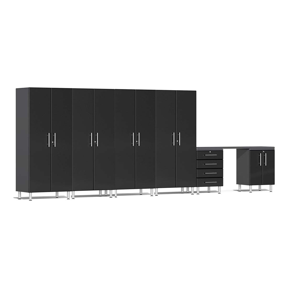 Ulti-MATE UG27071B 7-Piece Cabinet Kit with Channeled Worktop in Midnight Black Metallic