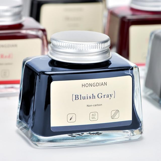 Image of HONGDIAN, Ink Bottle - Non Carbon | Bluish Gray | 60ml Premium Writing Ink.