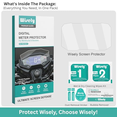 Image of Wisely Pack 2 - Screen Guard for TVS APACHE RTX 300 (2025) Bike - TFT Display Digital Meter Protector - HD Clear, Full Cover - Easy Installation Kit - Instrument Cluster Accessories