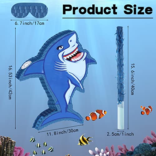 Capoda Shark Piñata 16.5" with Blindfold Stick for Kids Birthday Party - image 2
