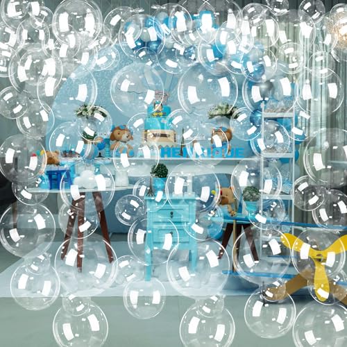 Image of Soulchen 150 Pcs 8 inch and 18 inch Under The Sea Party Decorations Clear Bubble Garlands Mermaid Birthday Bobo Balloon Decoration Mermaid Birthday Decor for Summer Beach Ocean Party Supplies