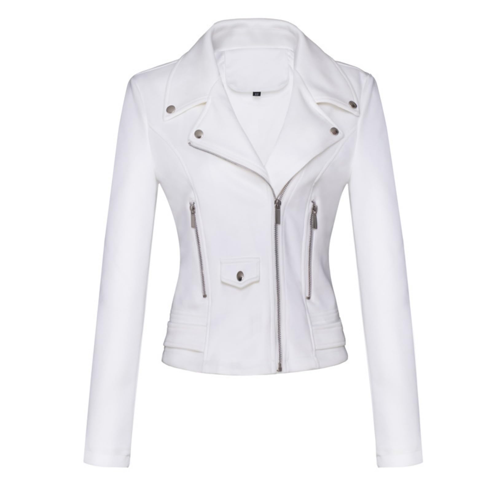 ANUFER Femmes Simili Cuir Suédé Veste de Motard Refroidir Fermeture éclair Croisée Manteau Court