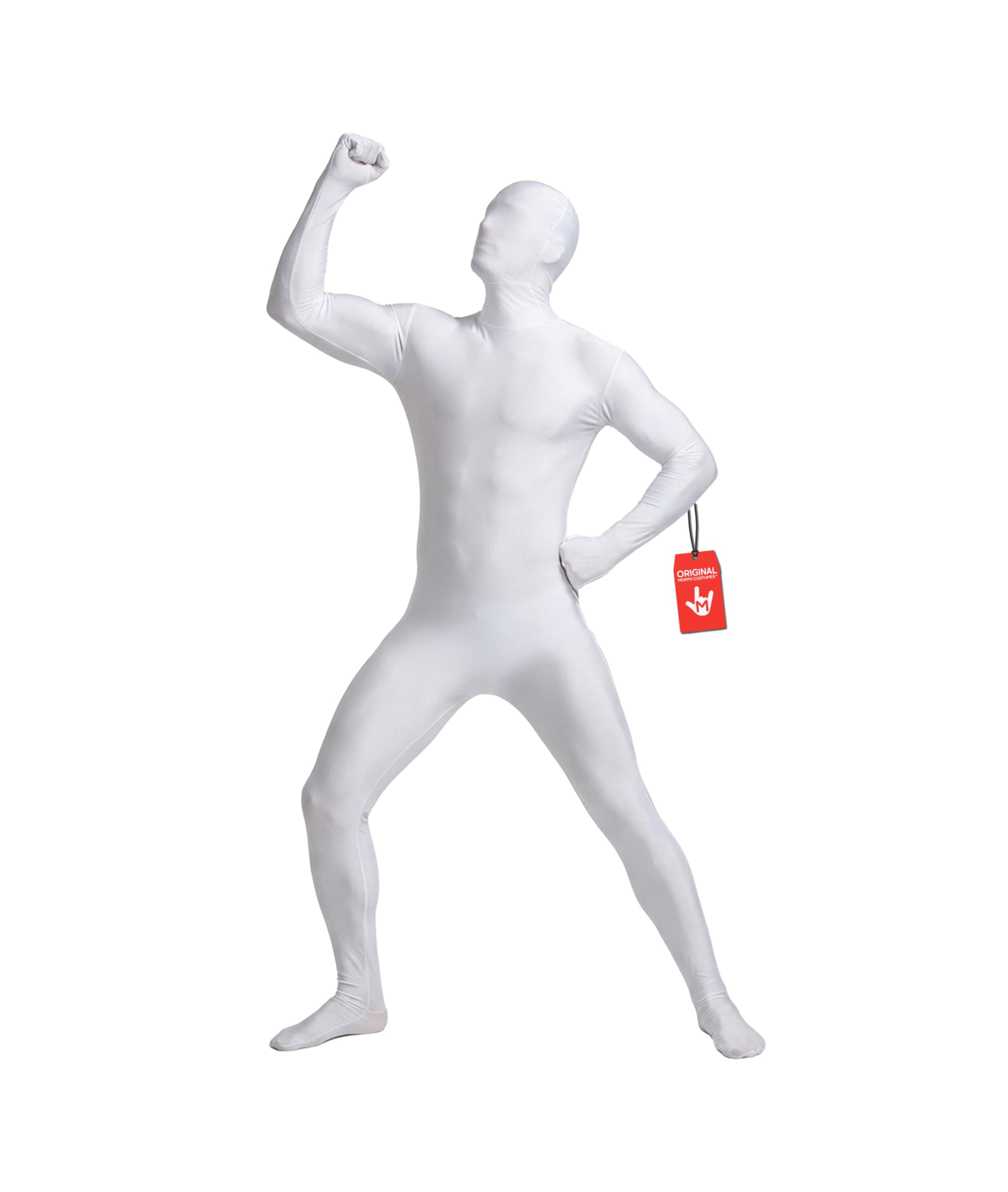 Morphsuit Full Body Costume - White, L | Original Bodysuit for Adults & Kids | Super Stretch Suit Great for DIY Party Outfit | Halloween, Cosplay, Fancy Dress | For Men & Women