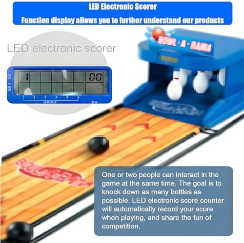 Electronic Bowling Machine, Indoor Bowling Game Console with LED Scoreboard, Automatic Reset 3.5m Bowling Alley Sports Set, Fun Family Entertainment Game