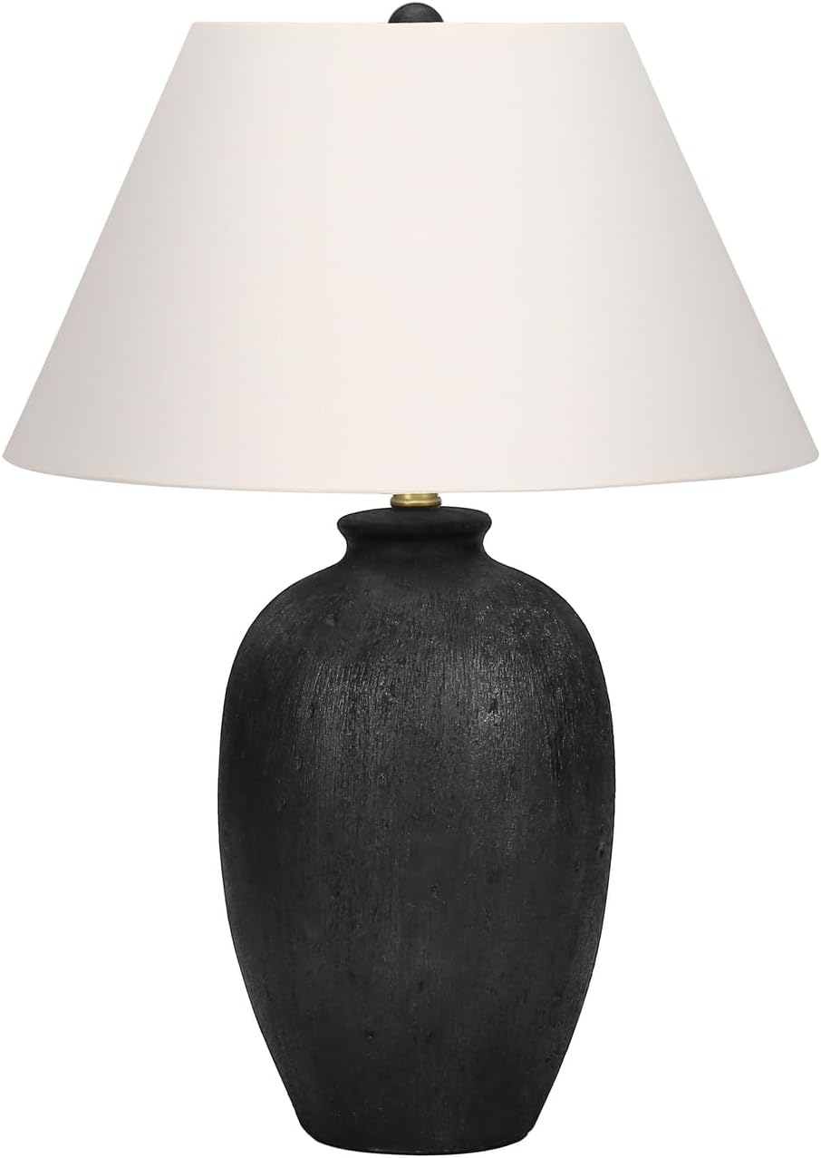Monarch Specialties I 9721 LightingTable Lamp, Black Ceramic, Ivory/Cream Shade, Modern